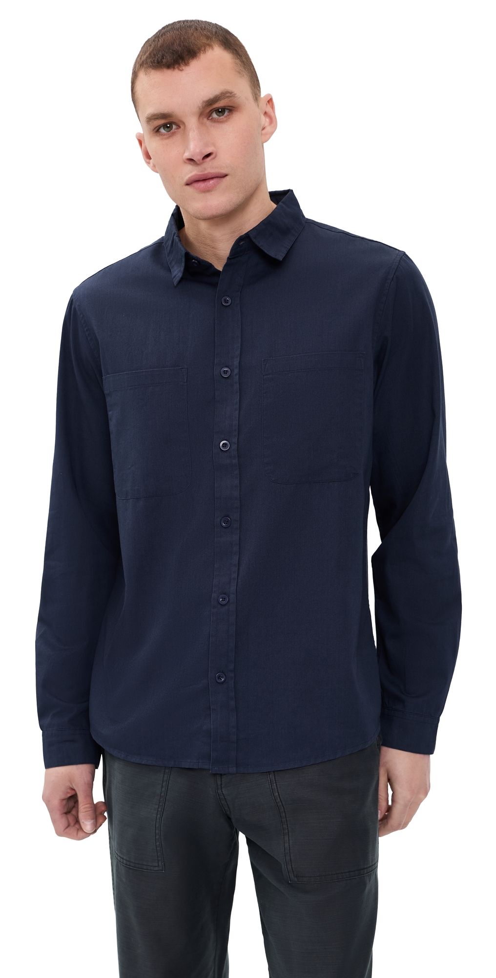 McTavish Original Button Down Shirt Dark Blue L