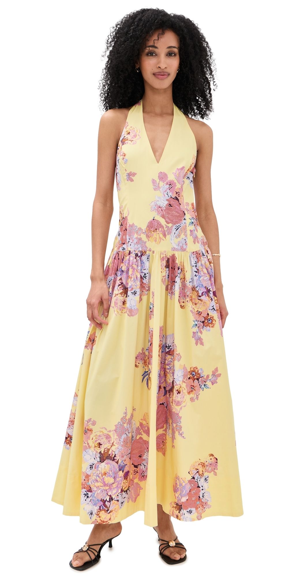 Hemant and Nandita Halterneck Maxi Dress Yellow L