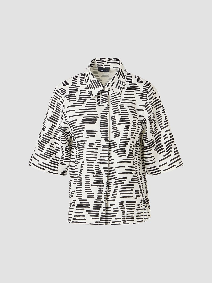 Women's Dance Movements Linen Toile Blouse - Ecru Black - Size 16