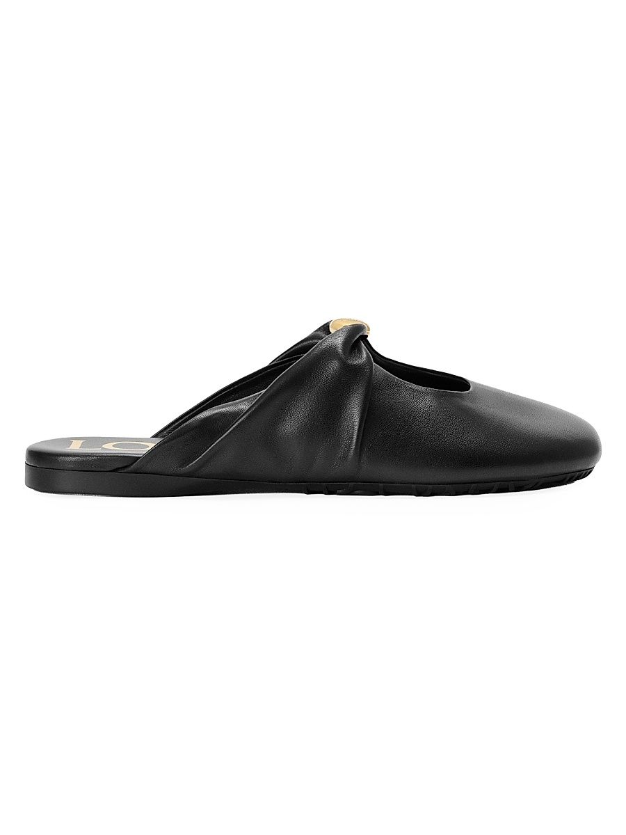 Women's Pebble Soft Leather Mules - Black - Size 11