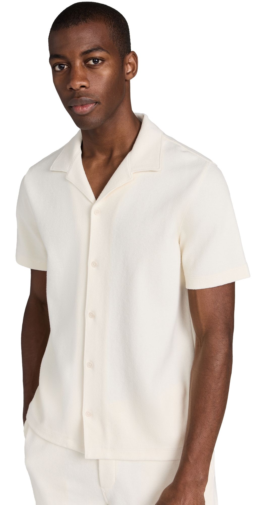 Vince Boucle Button Down Shirt Bone S