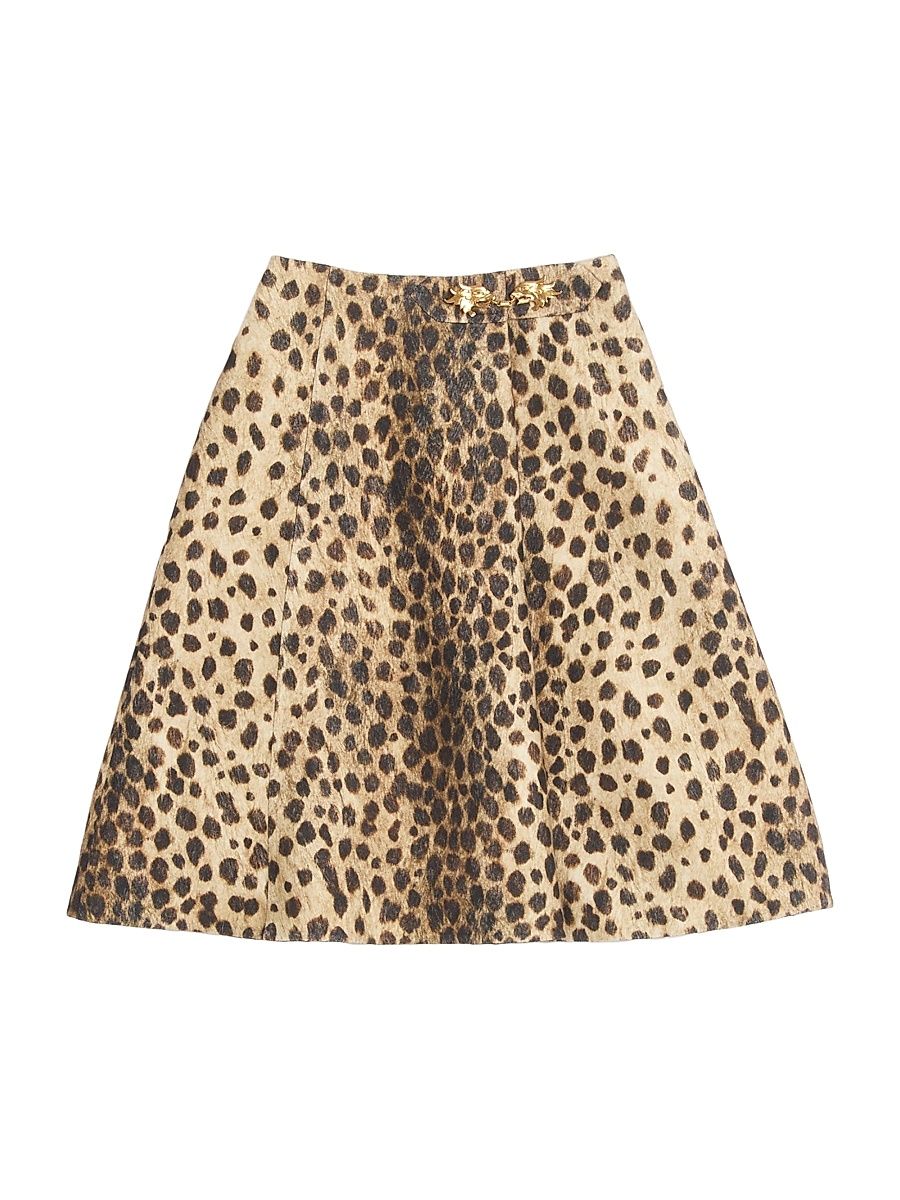 Women's Wool Cloth Skirt in Jaguar Spots Print - Animal Print - Size 6