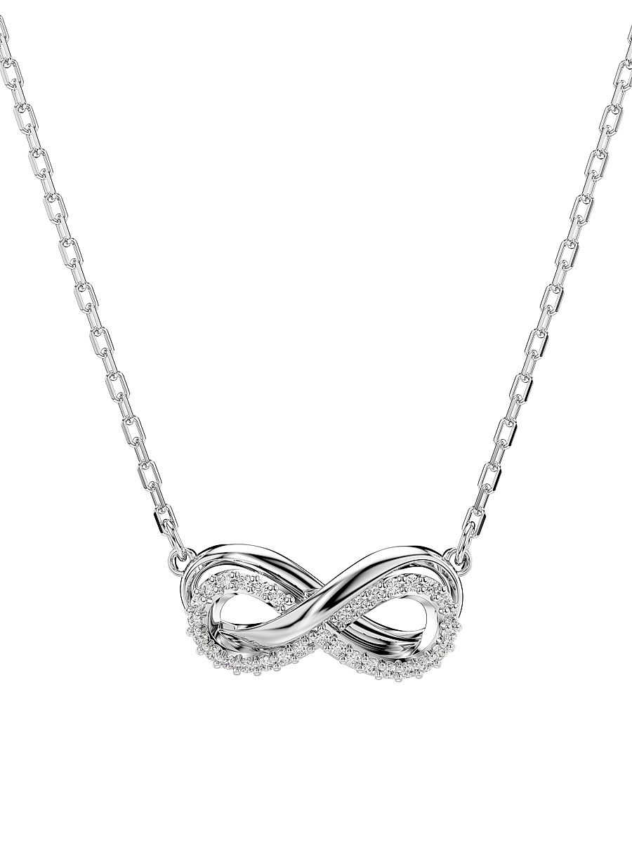Women's Hyperbola Crystal Infinity Necklace - White Gold