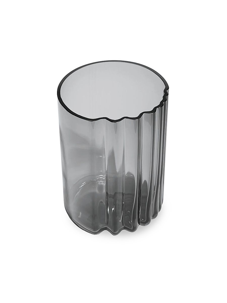 Pulse Wide Glass Vase - Smoke