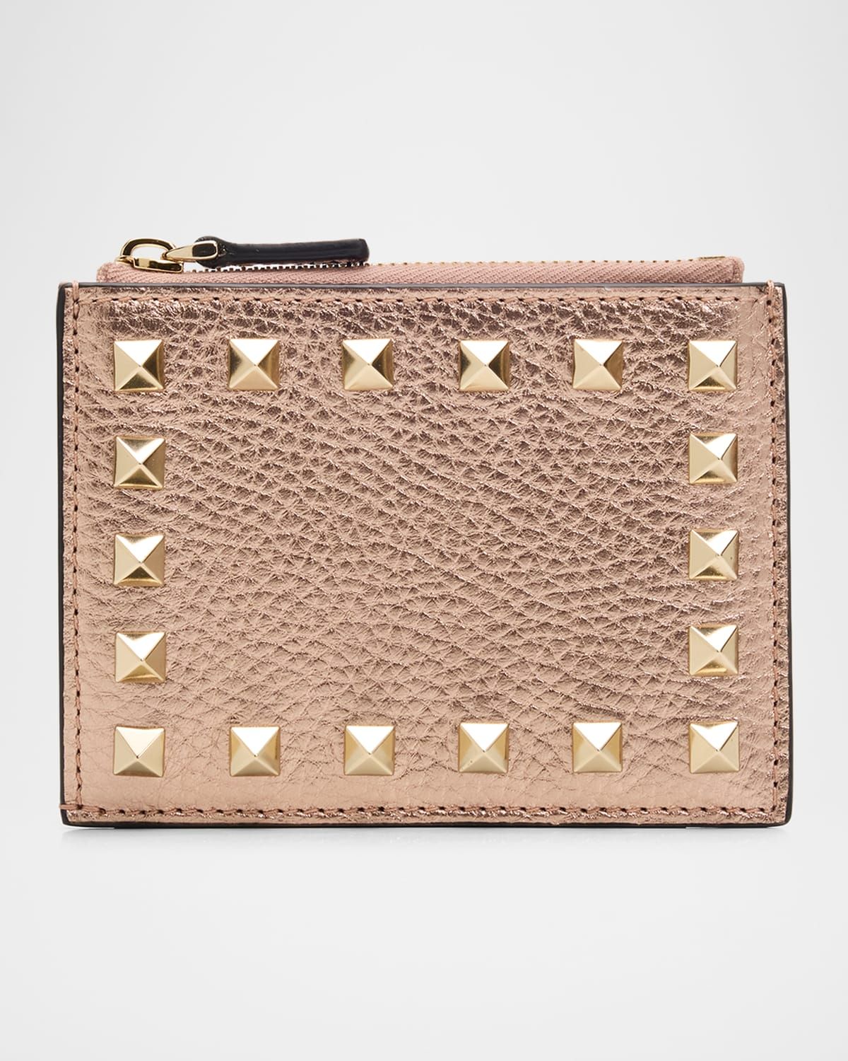 Rockstud Calfskin Cardholder with Zip