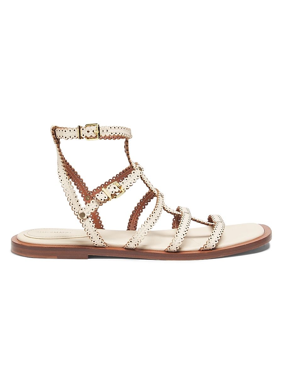 Women's Goldie Scalloped Leather Sandals - Macadamia - Size 10