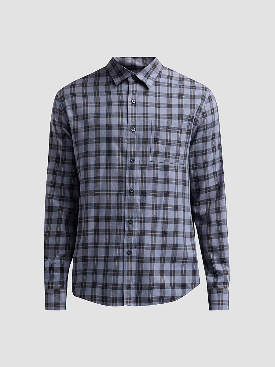 Men's Allen Plaid Cotton Shirt - Blue - Size XXL