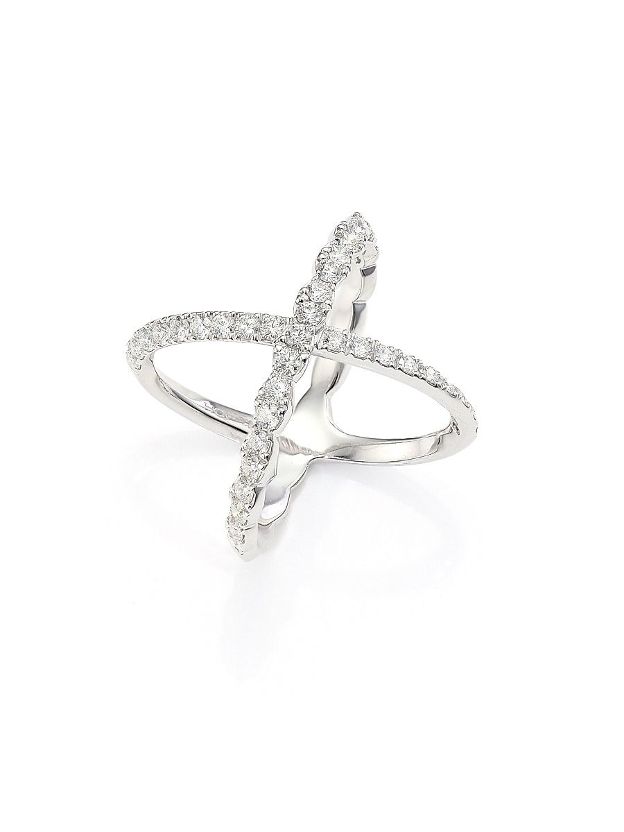 Women's Lorelei 18K White Gold & 0.95-1.05 TCW Diamond Crisscross Ring - White Gold - Size 6.5