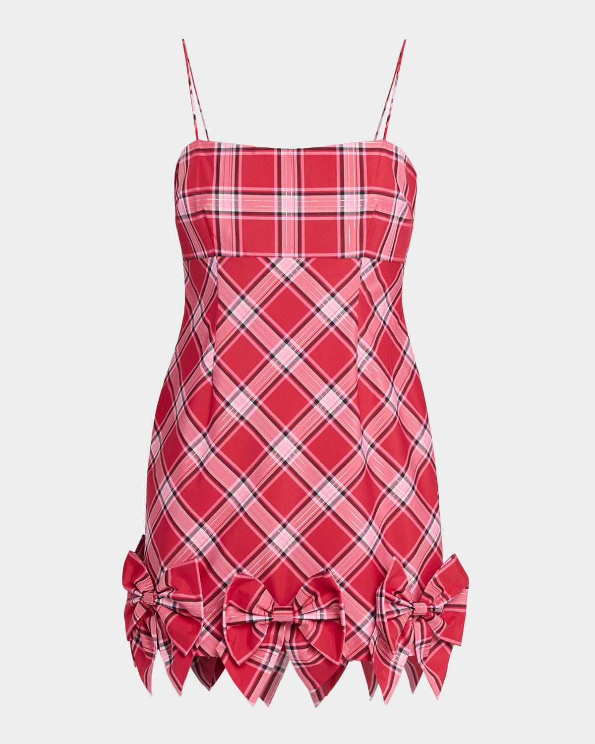 Kennedi Tartan Bow Mini Dress
