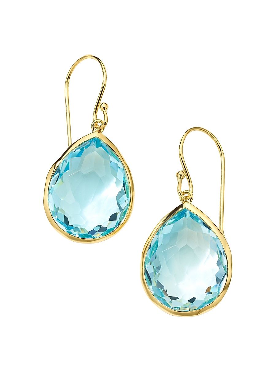 Women's Rock Candy 18K Green Gold & Blue-Topaz Medium Teardrop Earrings - Gold