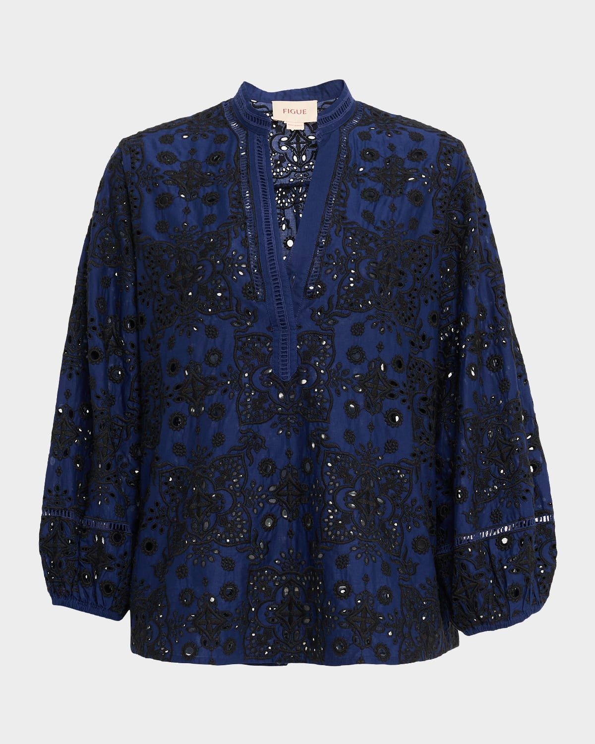 Rylie Broderie Anglaise Peasant Top