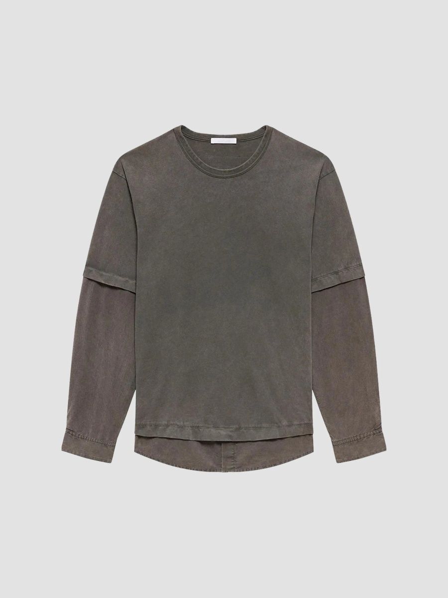 Helmut Lang Men's Shirt Layer T-Shirt - Dark Moss - Size XL