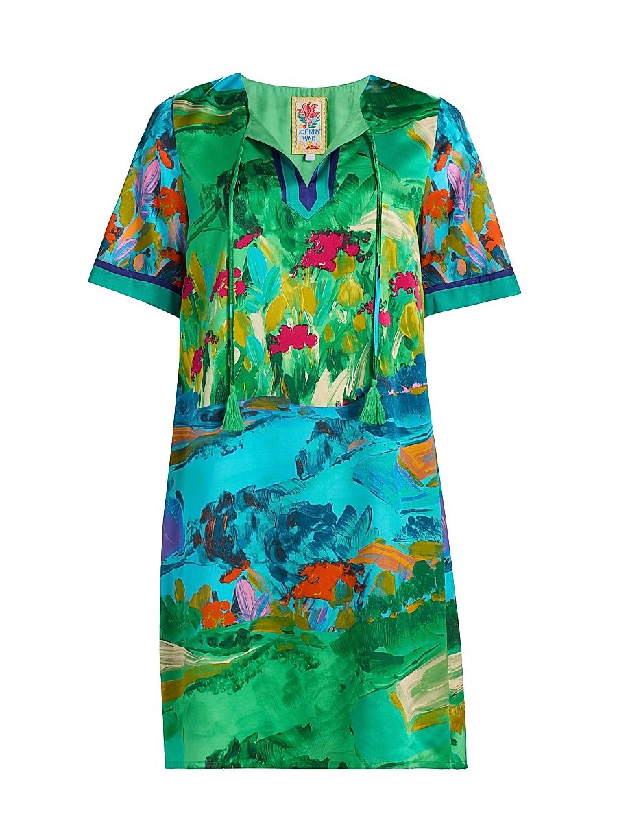 Women's Roseum Floral Silk-Blend Minidress - Torenia Scarf - Size XL