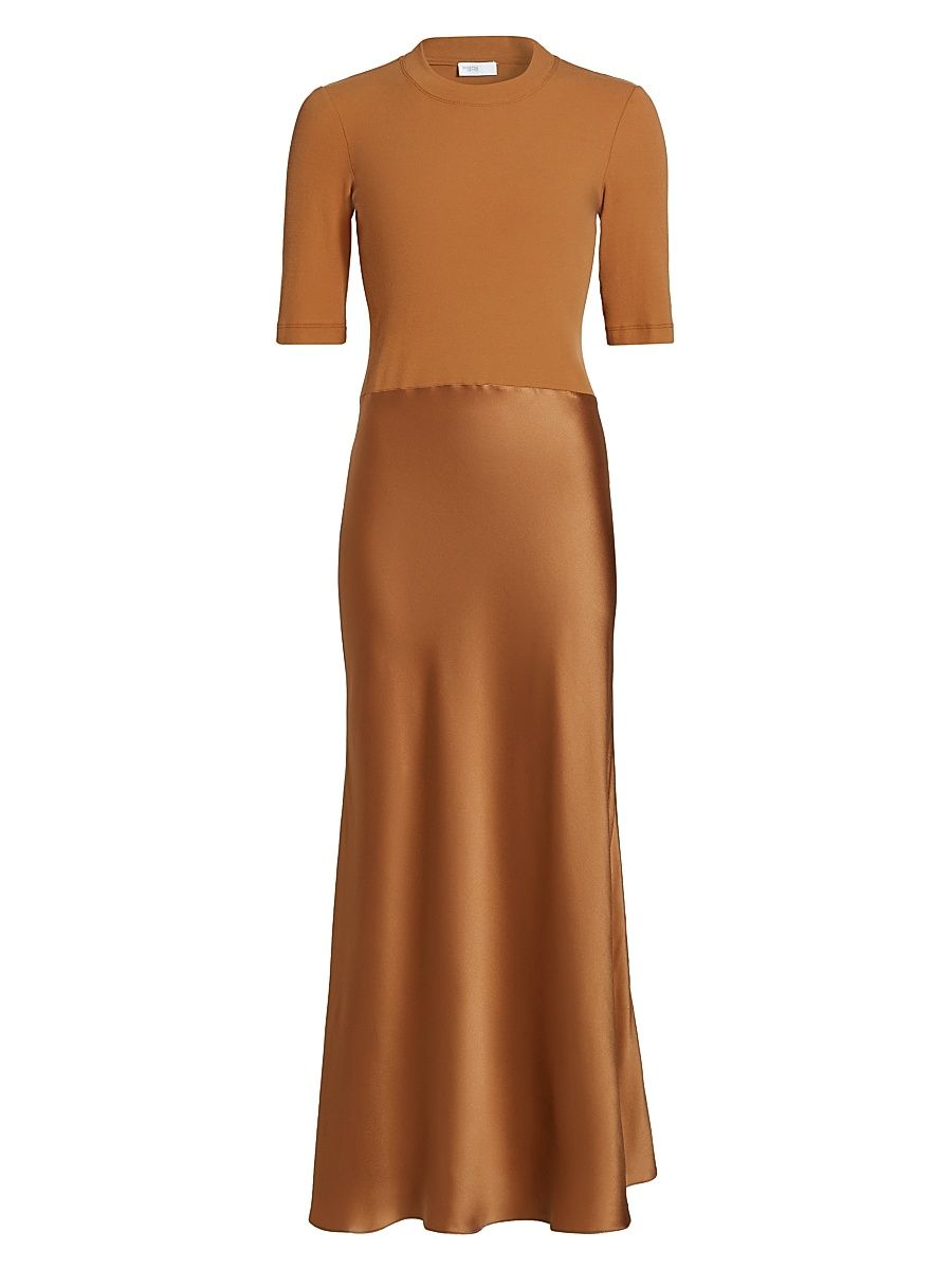 Women's Combo T-Shirt A-Line Midi-Dress - Copper - Size Large