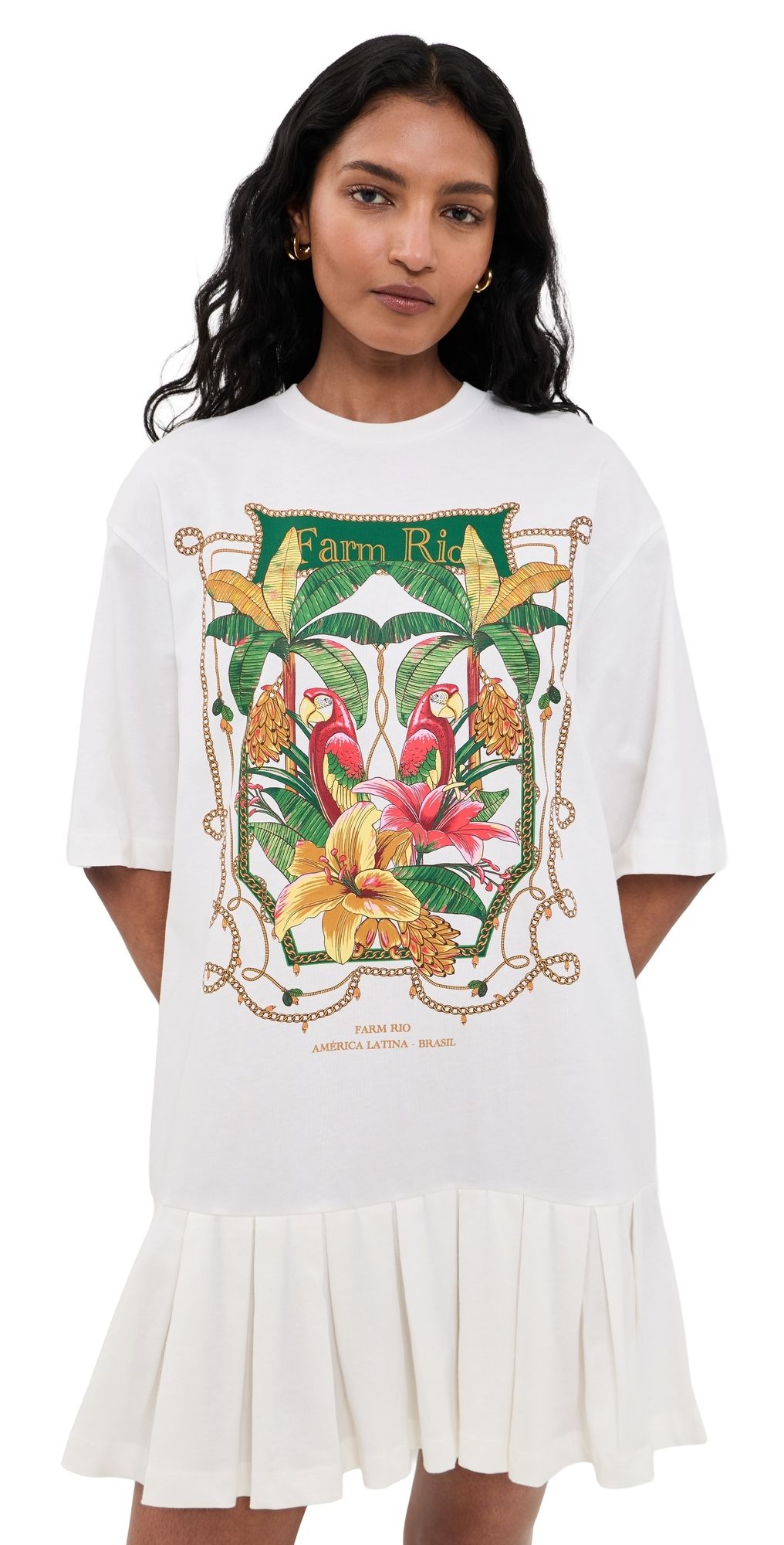 FARM Rio Tropical Royalty Mini Dress Off-White S