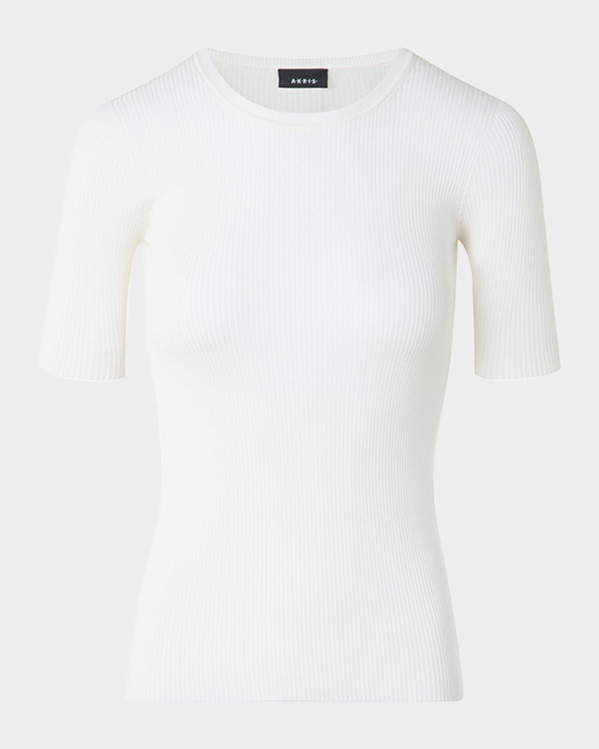Ribbed Seamless Crewneck Sweater
