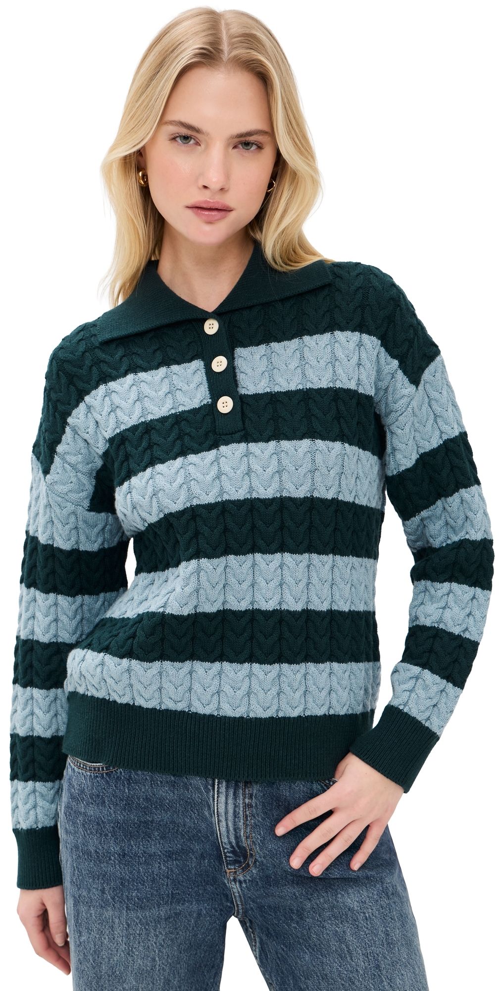 Birds of Paradis Shelby Sweater Green Stripe S