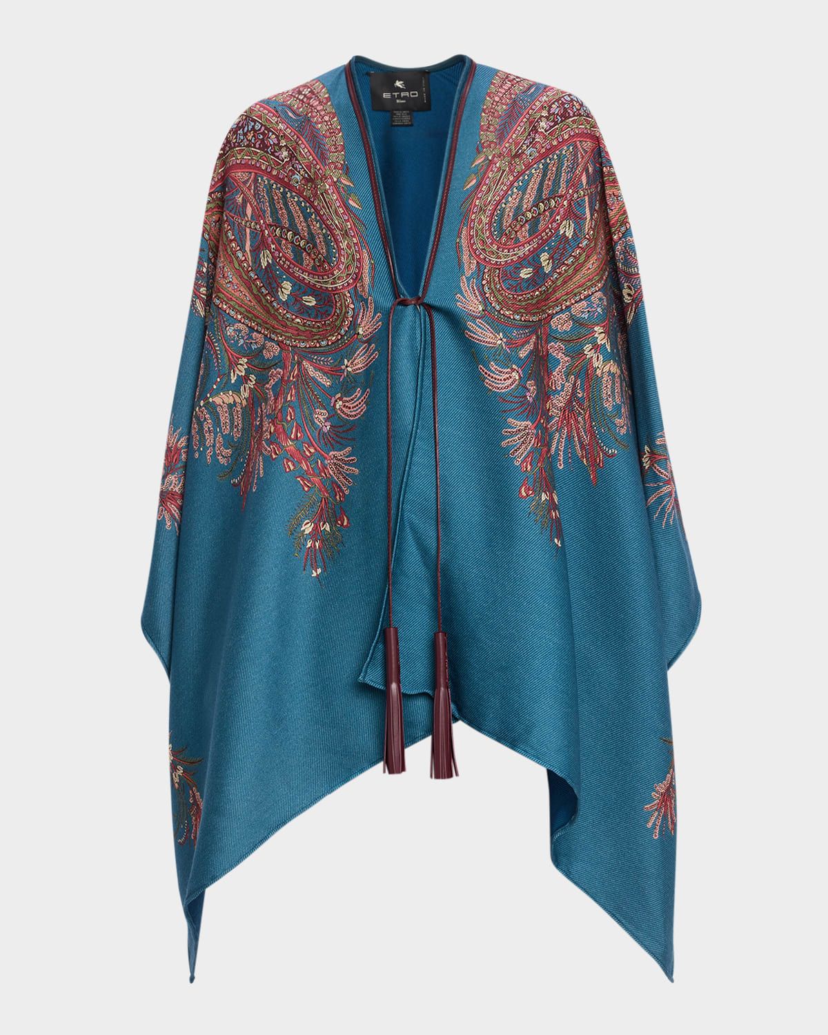 Floral Paisley-Print Handkerchief Cape