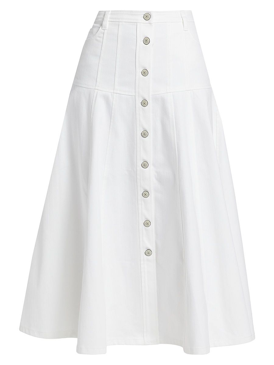 Women's Veena Denim Midi-Skirt - White - Size 16