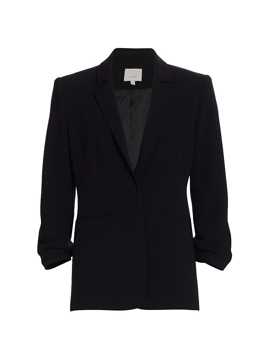 Women's Khloe Crepe Ruched Blazer - Black - Size 12