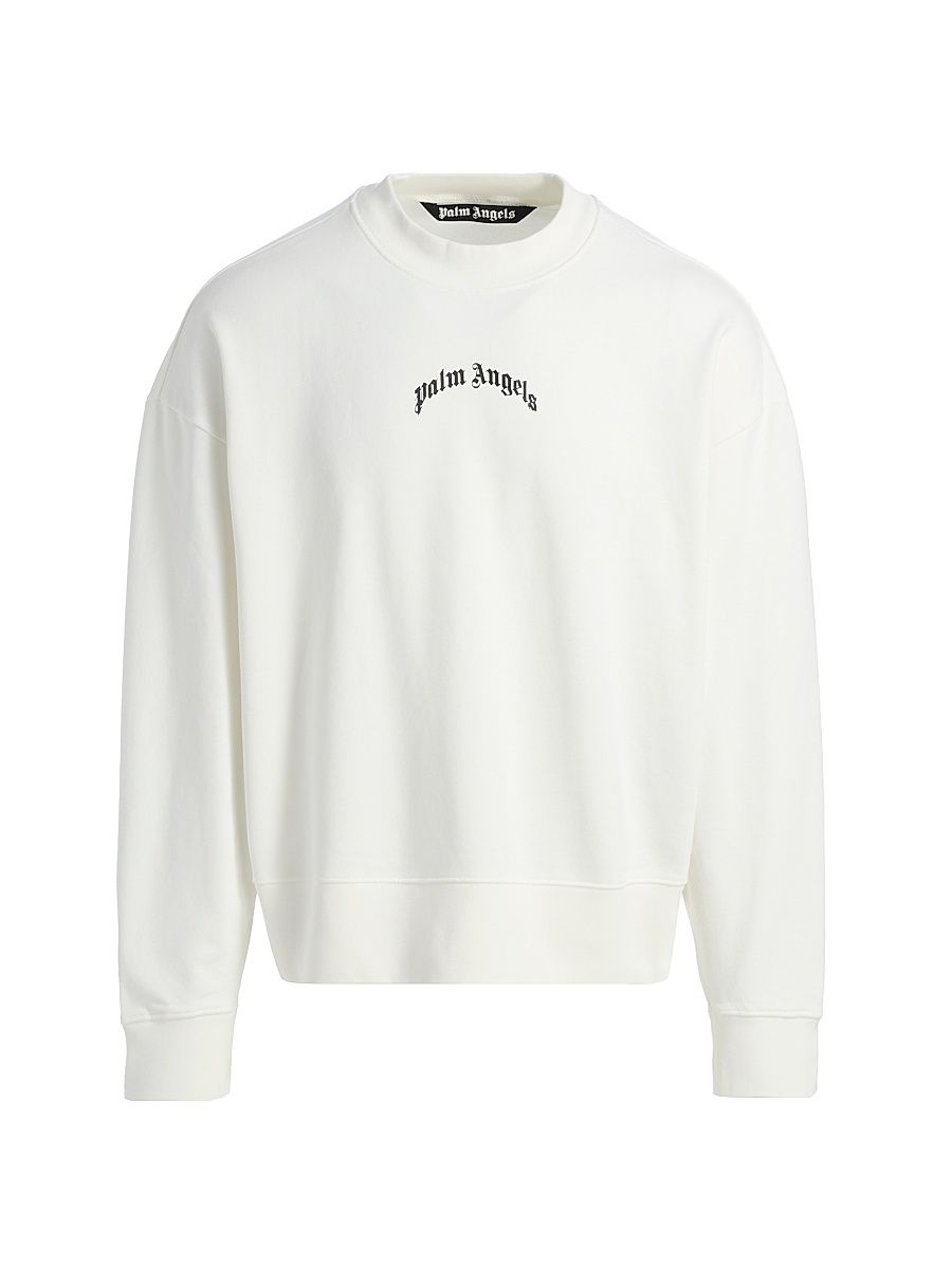 Men's Curved Logo Cotton Crewneck Sweatshirt - Off White Black - Size XXXL