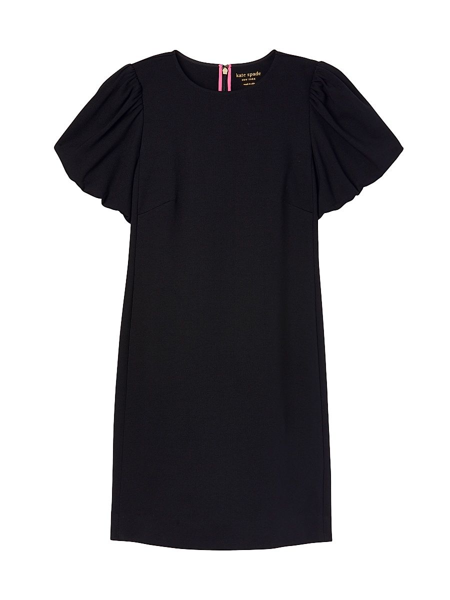 Women's Ponte Puff-Sleeve Sheath Dress - Black - Size Small