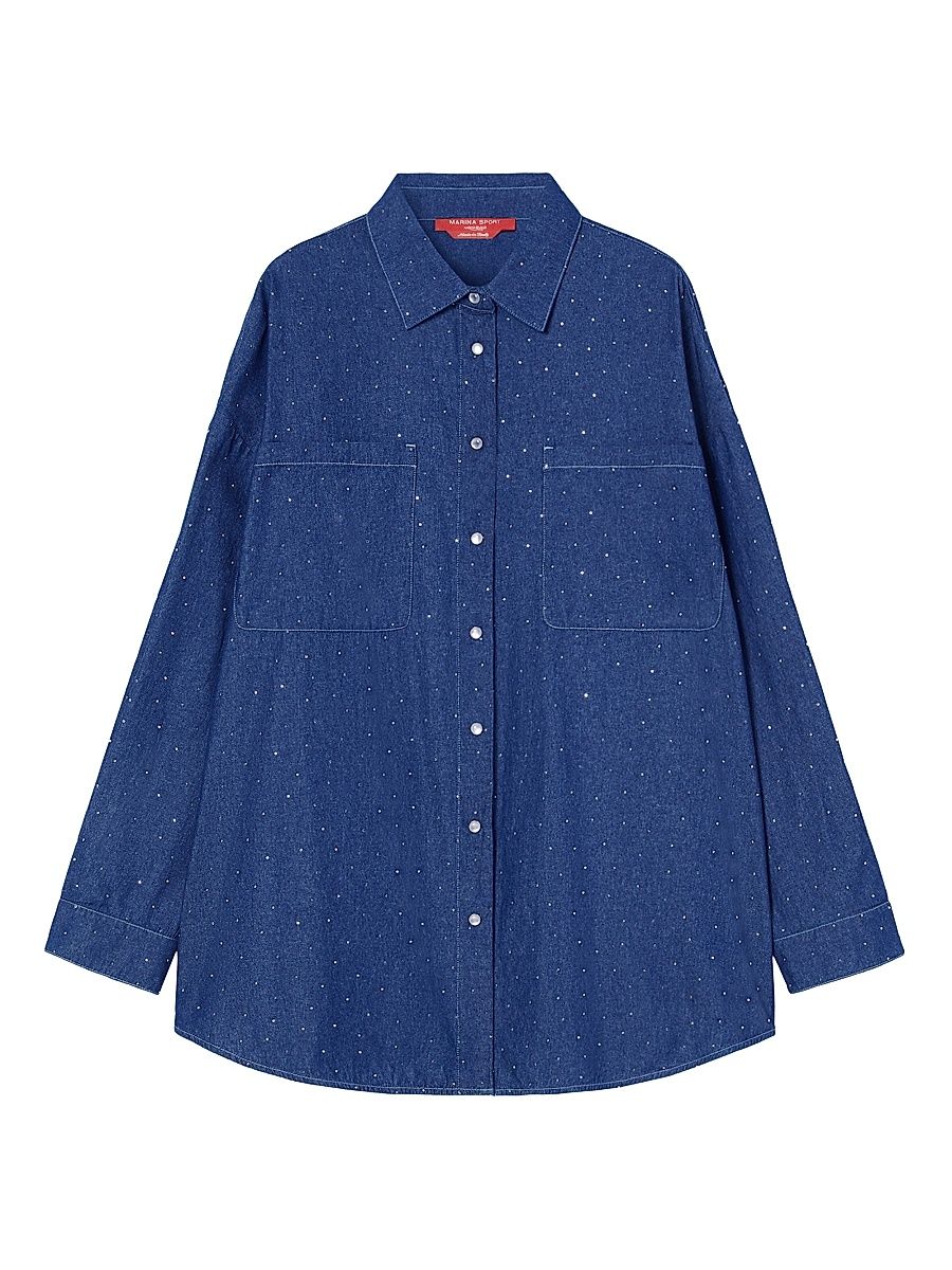 Women's Denim Shirt with Studs - Navy Denim - Size 22