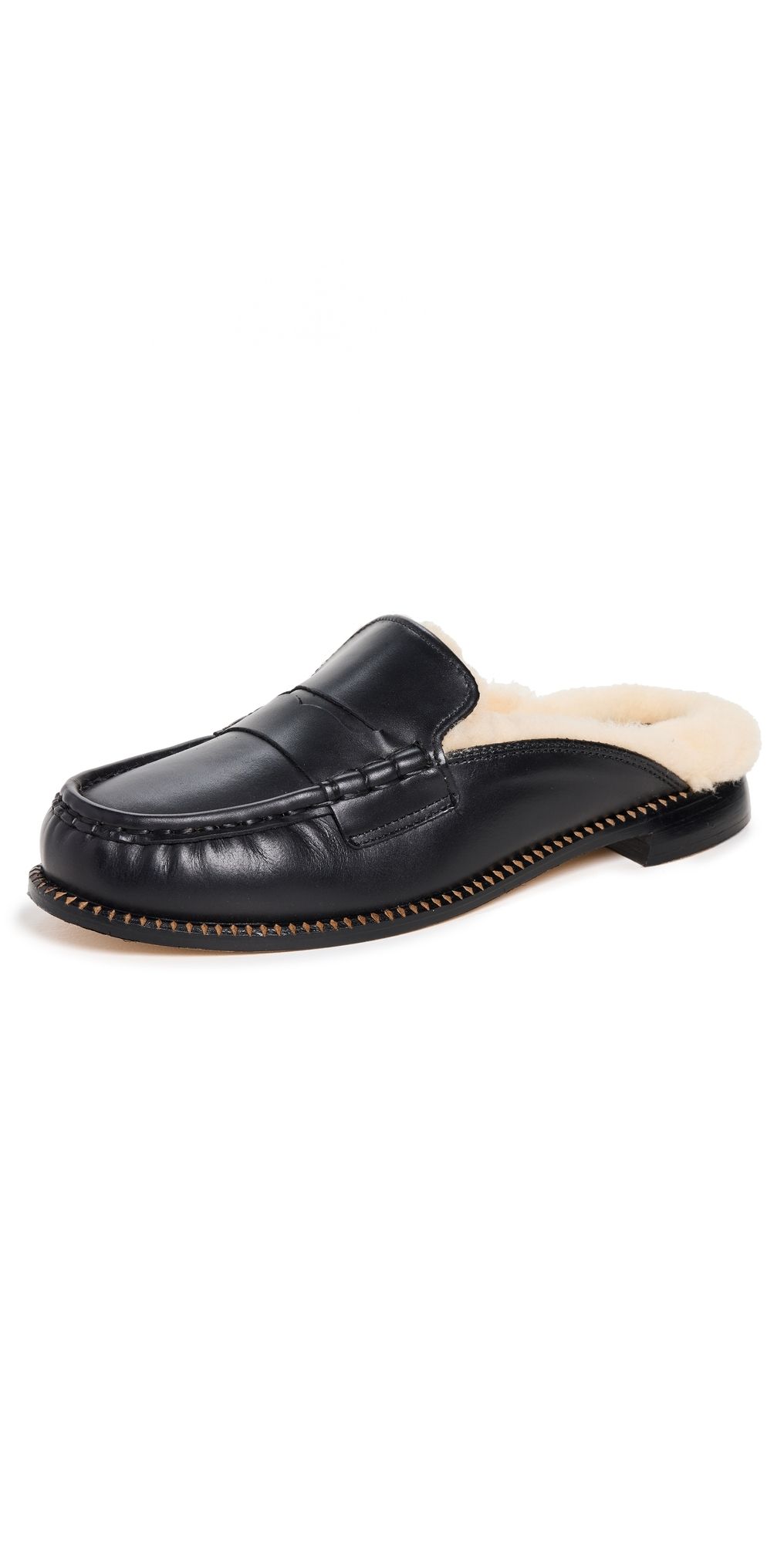 Freda Salvador Temi Flats Black Calf w/ Shearling 7.5