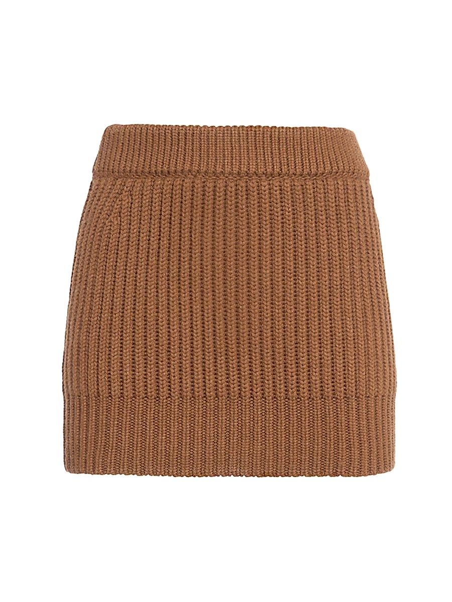 Women's Rib-Knit Cashmere Miniskirt - Garofano - Size 12