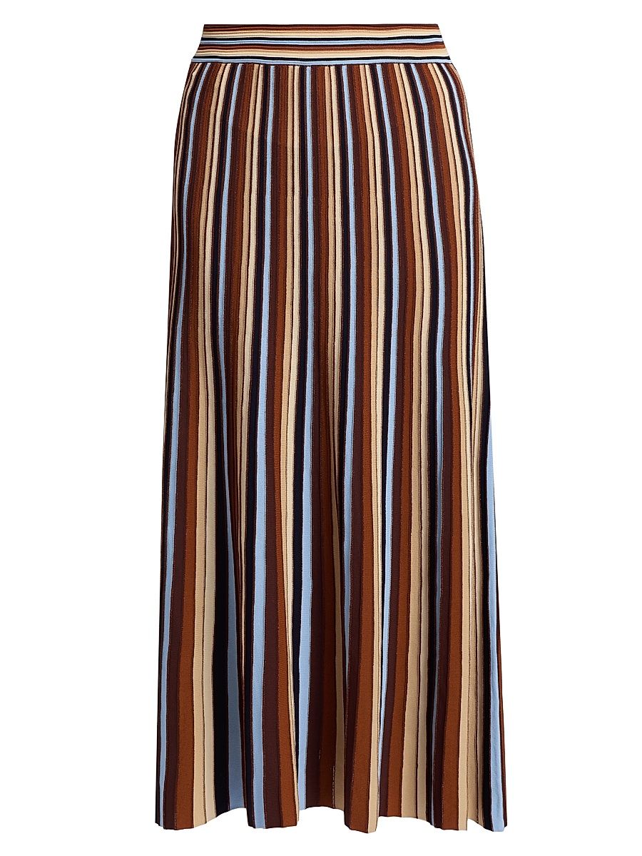 Women's Montana Striped Midi-Skirt - Metalic Stripe - Size Large