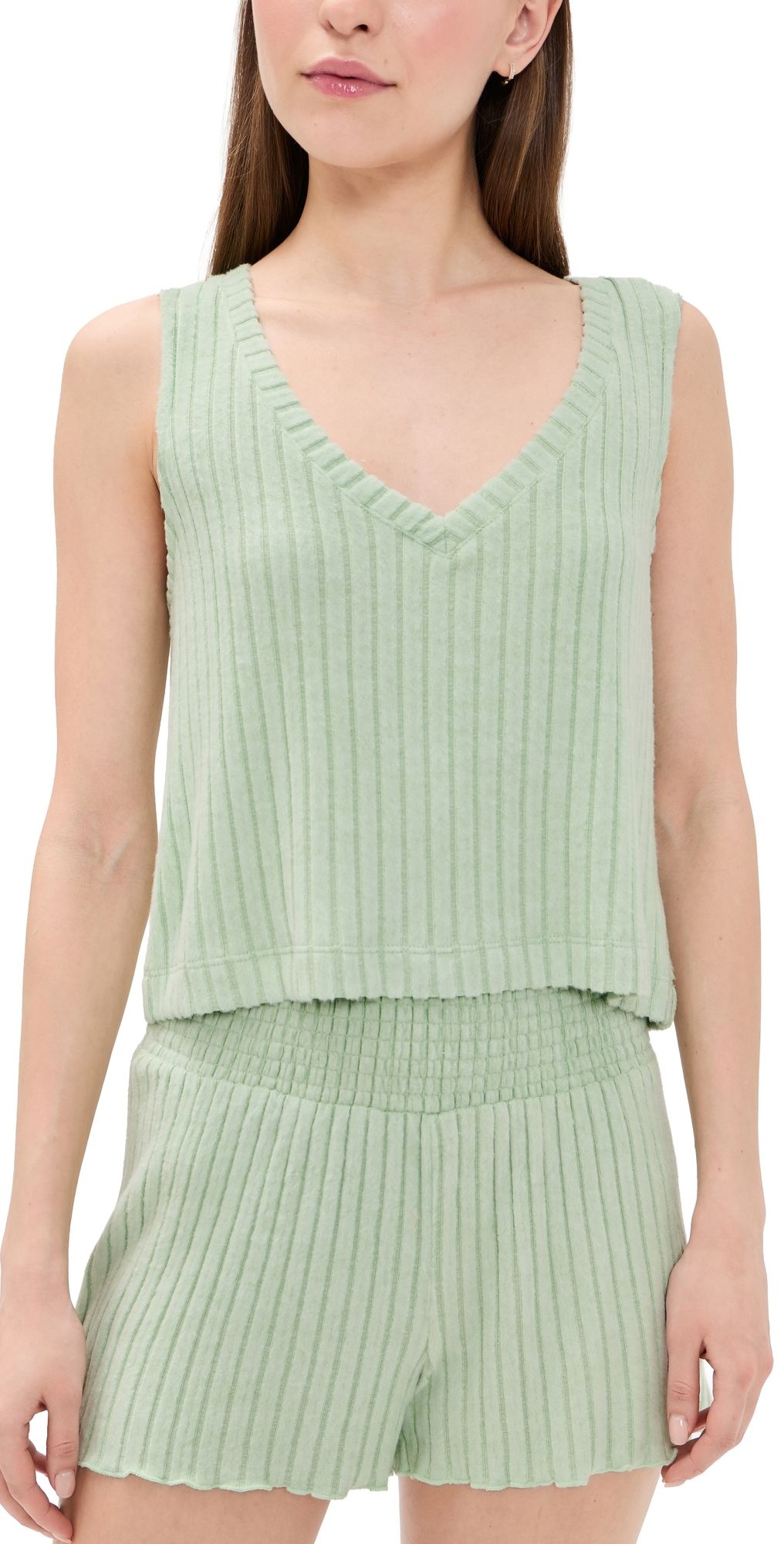 Z Supply Sloane V Neck Rib Tank Sprout S
