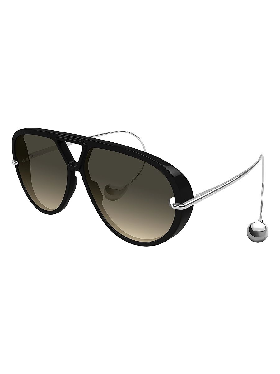 Women's Drop 63MM Aviator Sunglasses - Silver Black