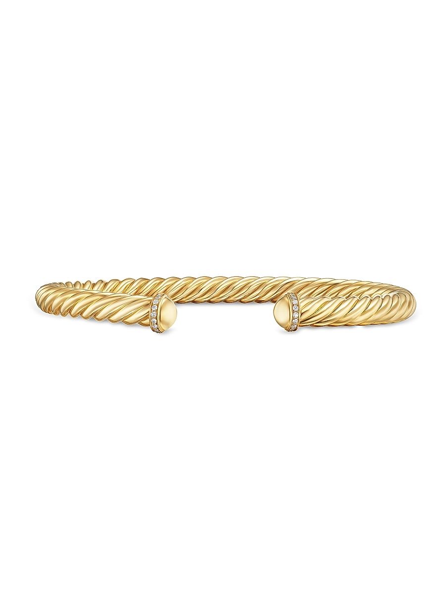 Men's Cable Cuff Bracelet in 18K Yellow Gold - Gold - Size Medium