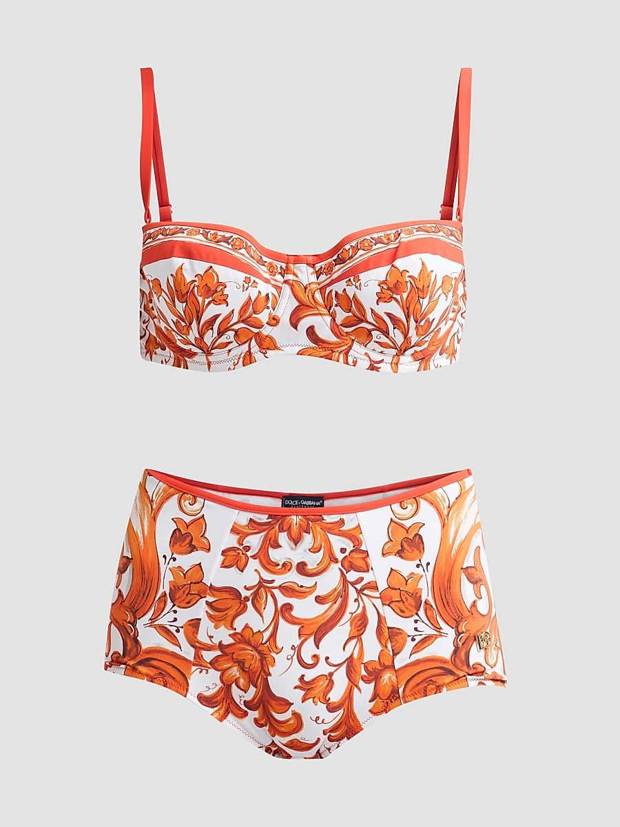 Women's Maiolica Printed Two-Piece Swimsuit - Maiolica Orange - Size XS