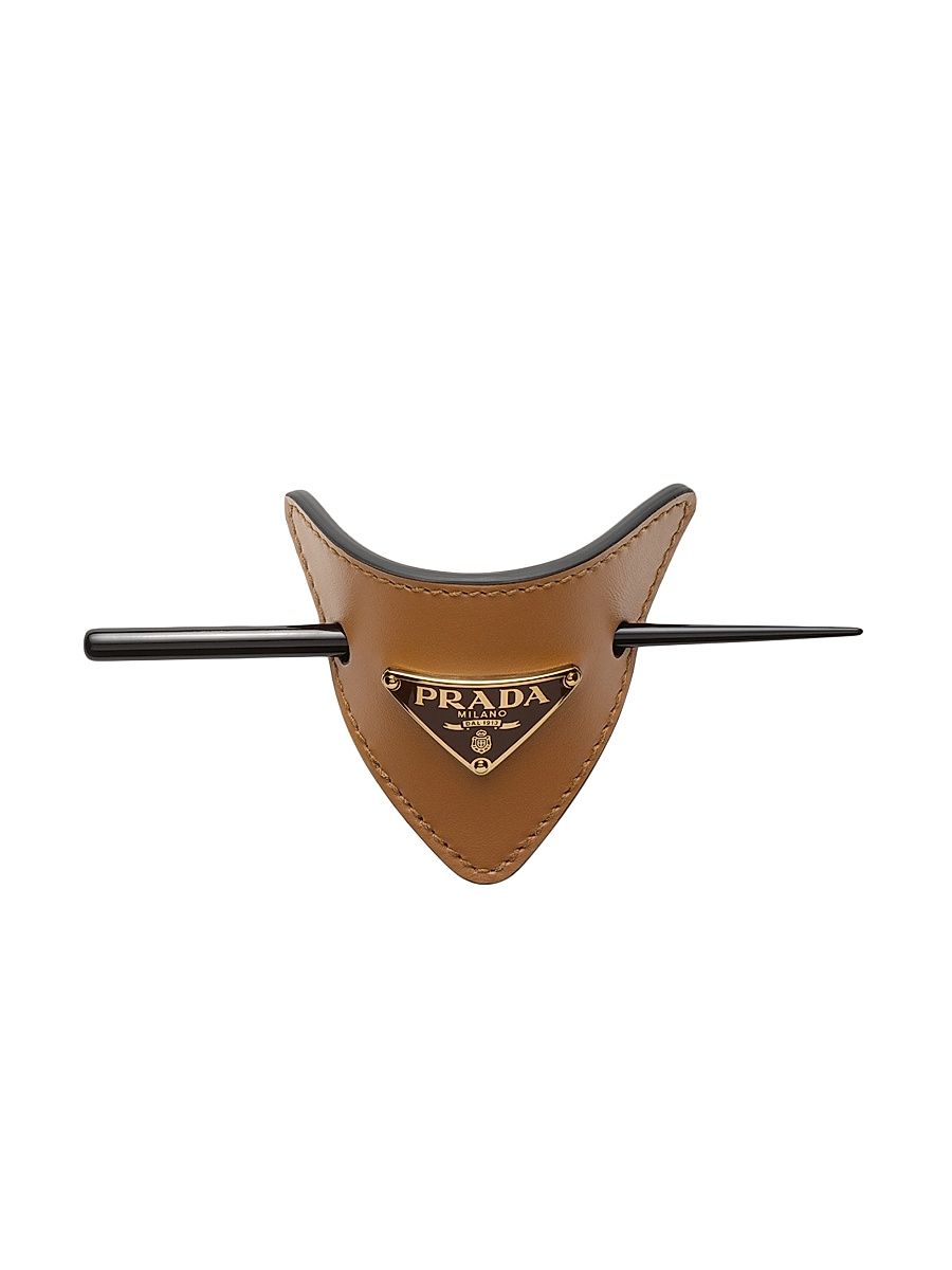 Women's Leather Hair Clip - Brown