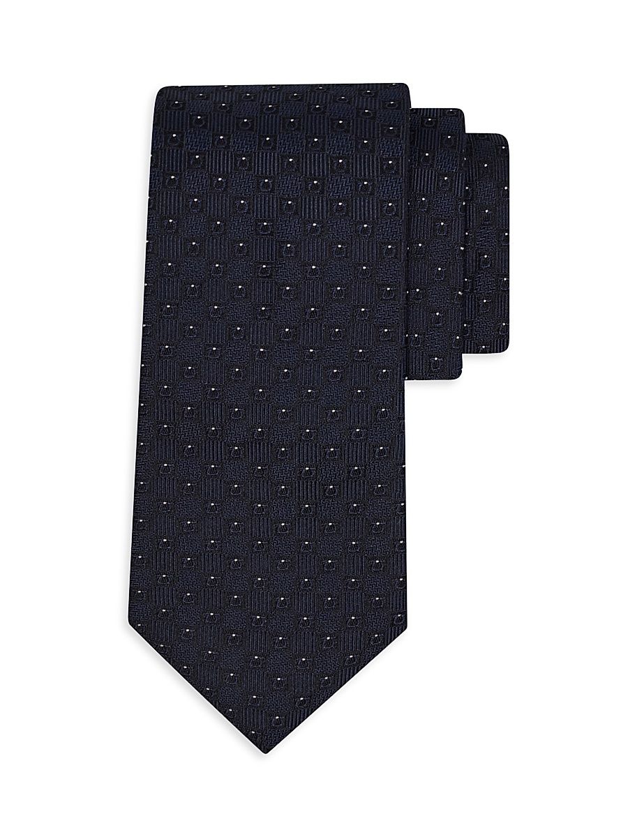 Men's Gancio Jacquard Woven Silk Tie - Blue Scuro