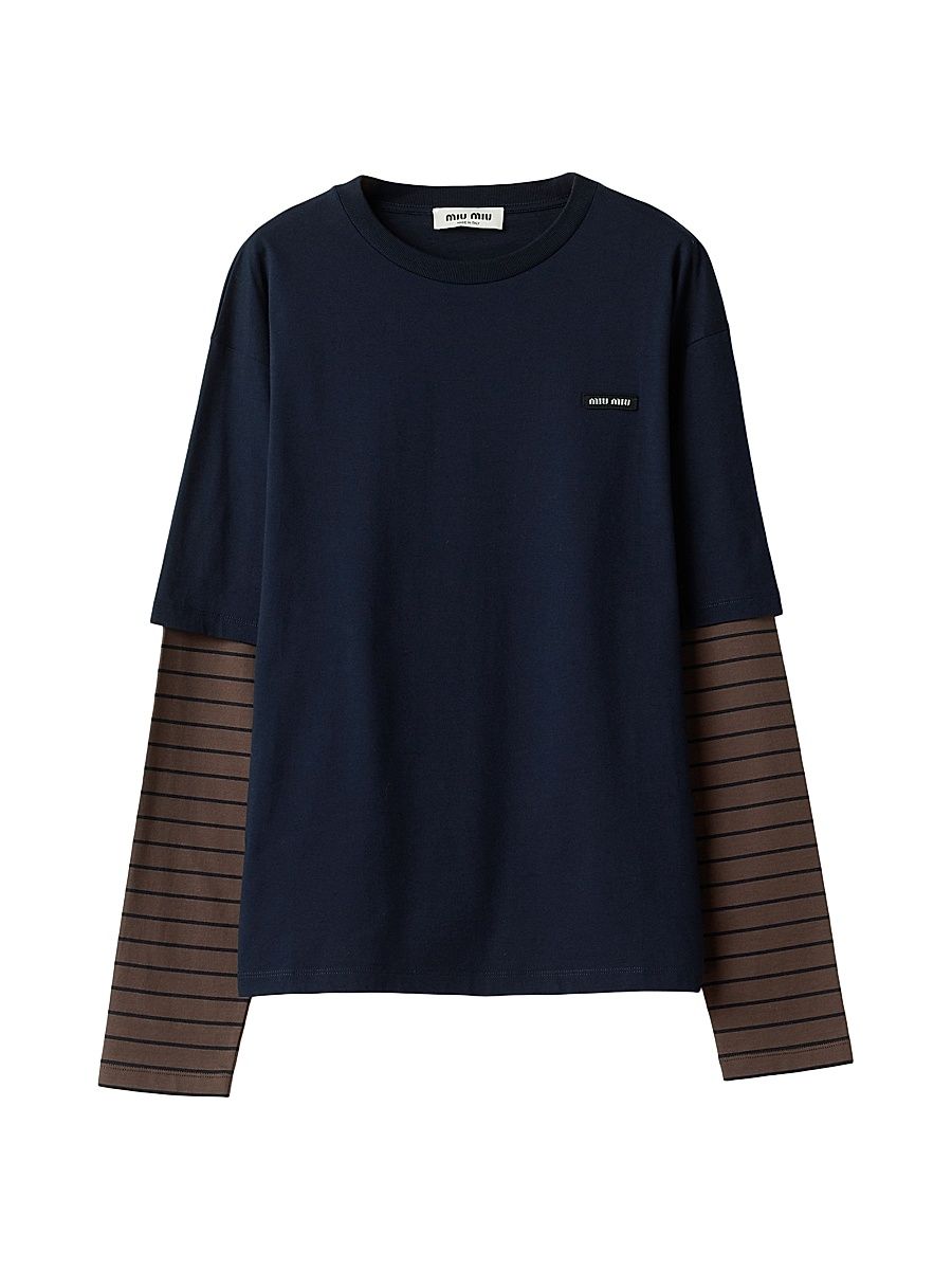 Women's Long-Sleeved Jersey T-Shirt - Blue - Size XS