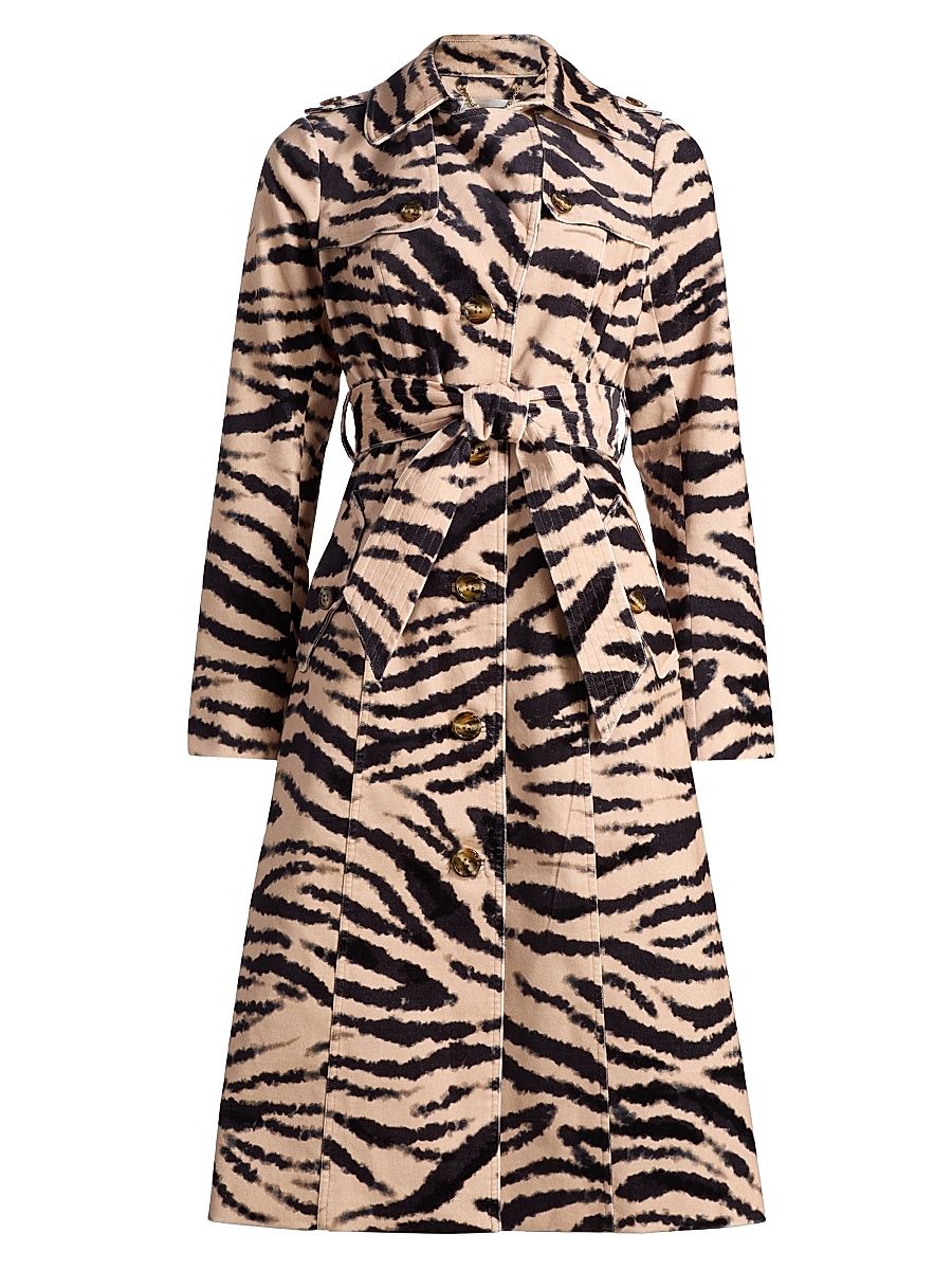 Women's Karlie Zebra-Print Trench Coat - Zebra Blush - Size Medium