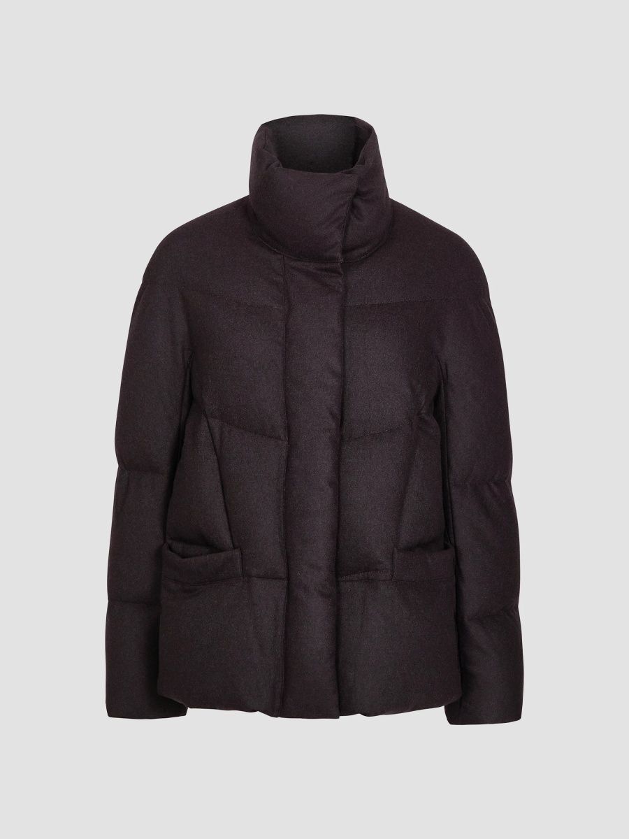 TWP Women's Warm Enough Wool-Blend Puffer Jacket - Chocolate - Size Large