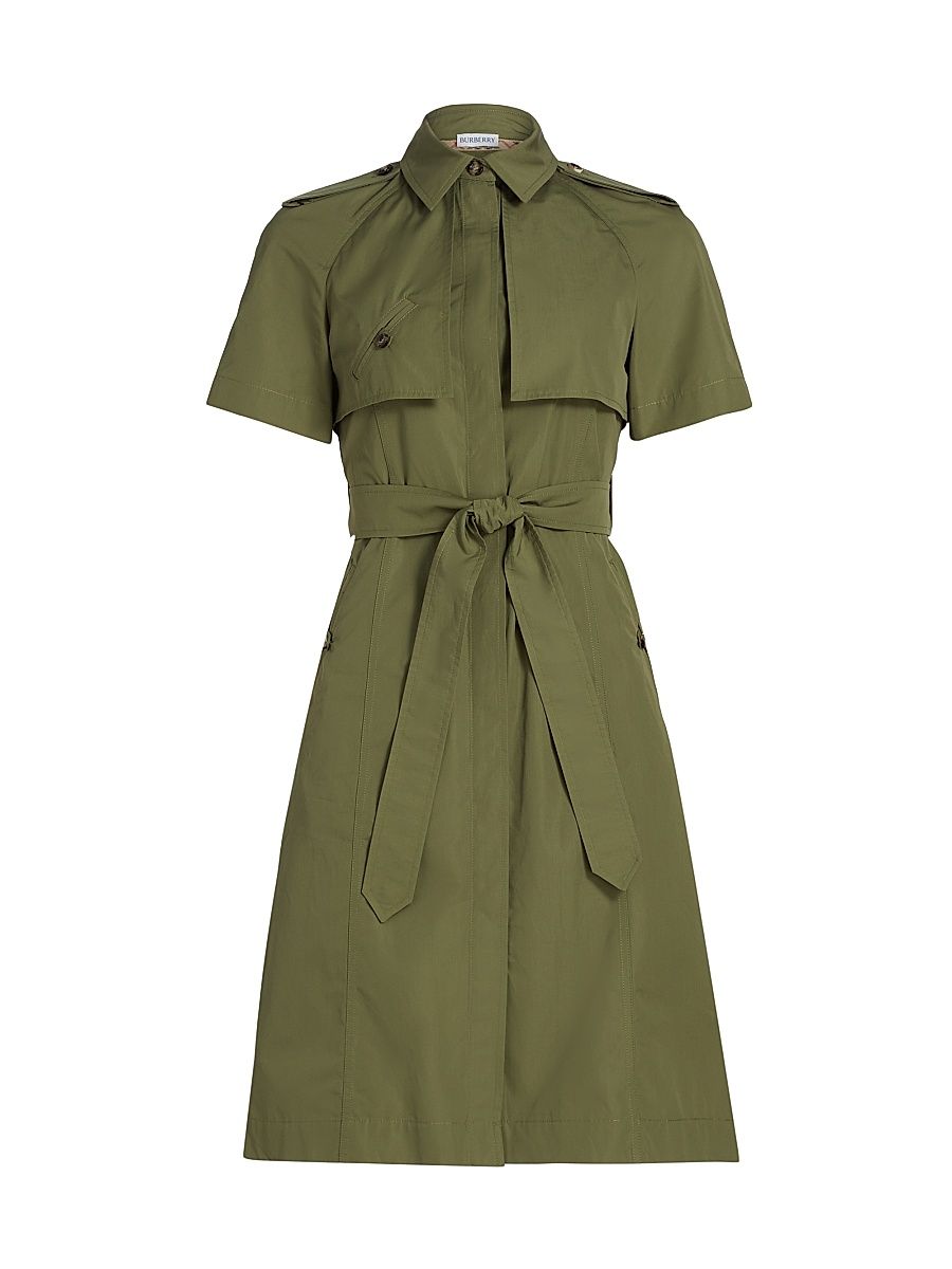 Women's Trench Cotton Poplin Shirtdress - Pasture - Size 14