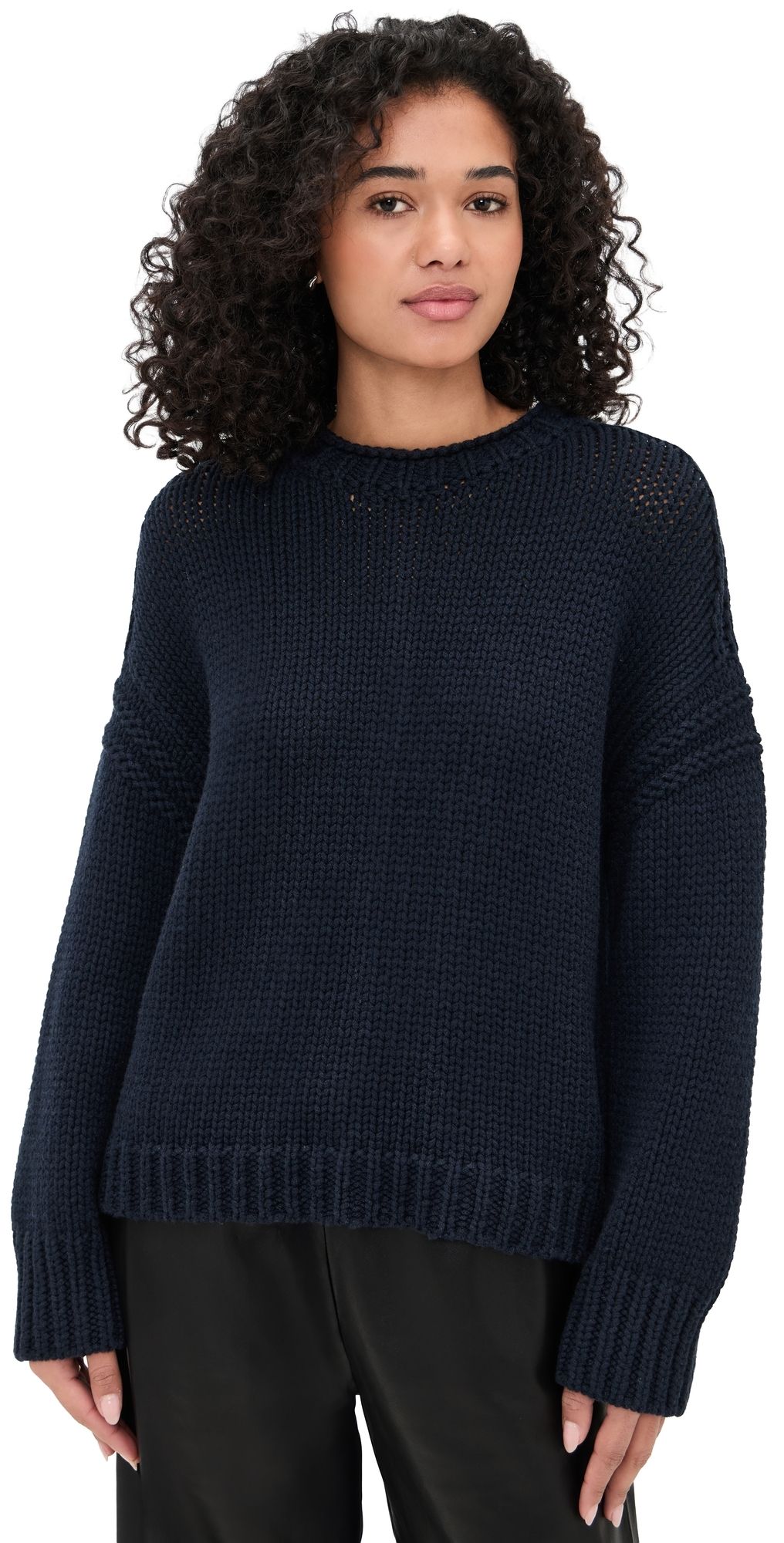 La Ligne Chunky Knit Crew Sweater Navy XS