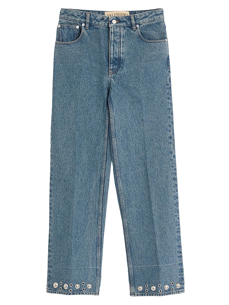 Men's Denim Jeans with Cabochons - Blue - Size 32