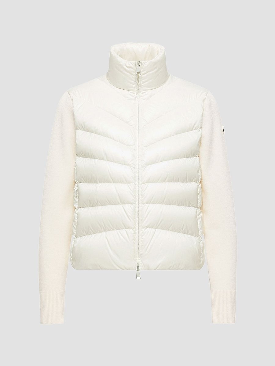 Women's Down-Filled Cardigan in Wool - White - Size XXL