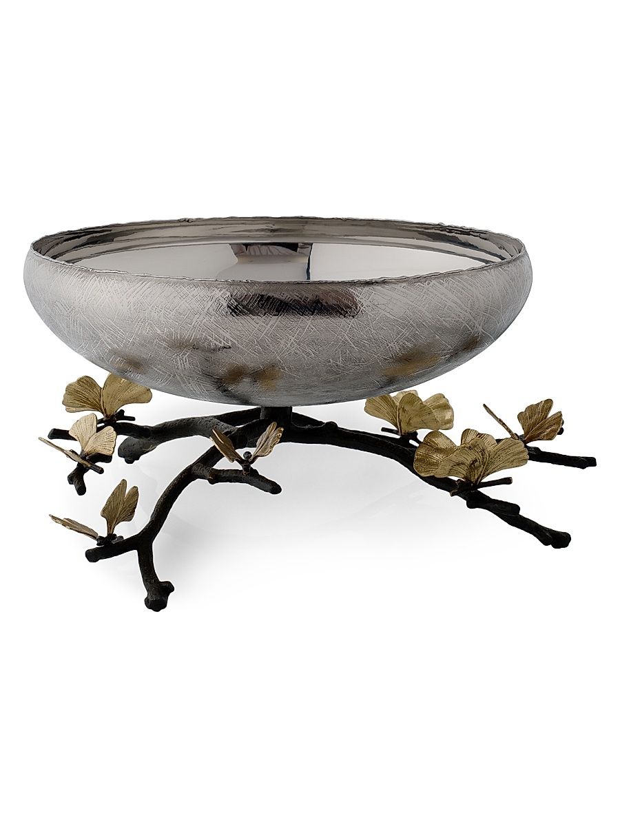 Butterfly Ginkgo Footed Centerpiece Bowl