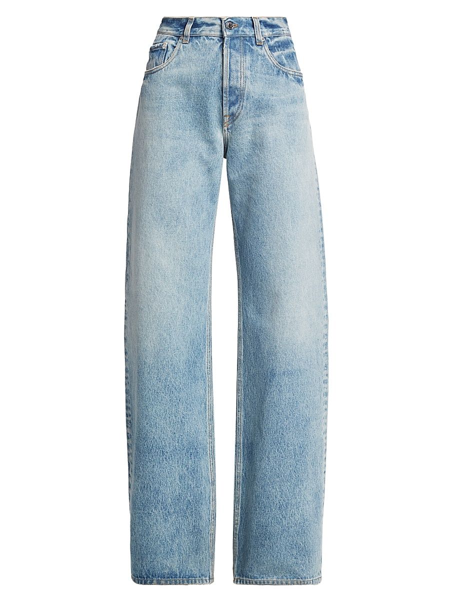 Women's Luke High-Rise Wide-Leg Jeans - Blue Denim - Size 10