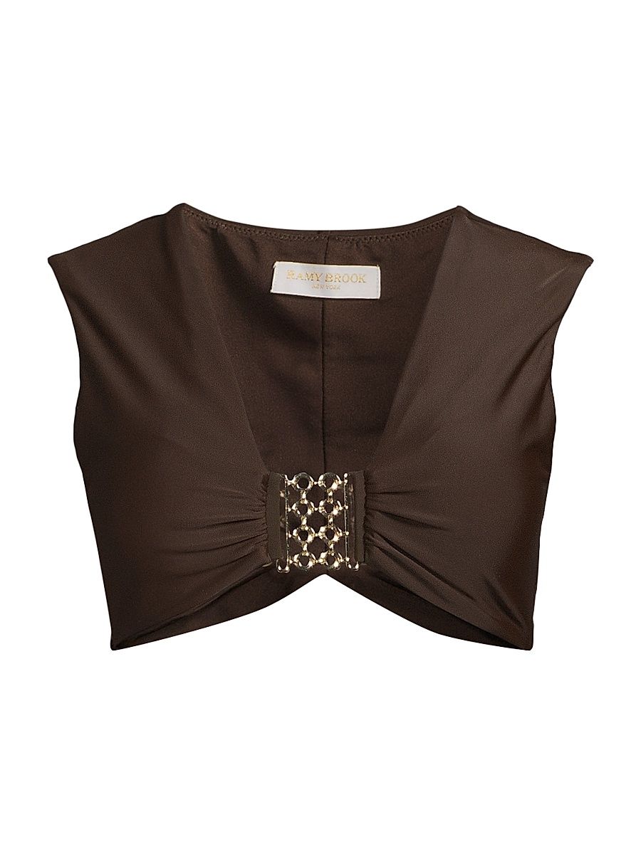 Women's Olivia V-Neck Bikini Top - Beach Brown - Size Large