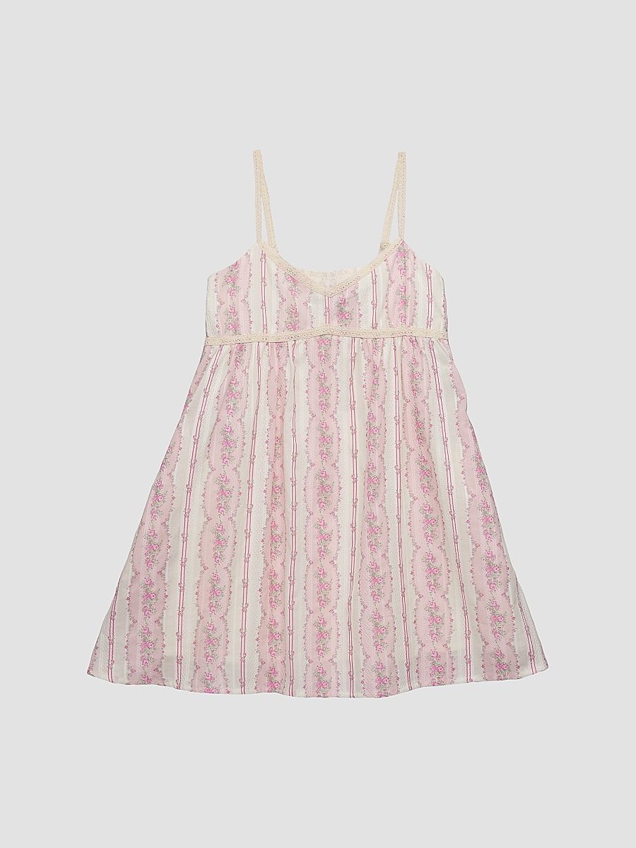 Girl's Floral Bloom Cotton Dress - Babypinkcottstrp - Size 14