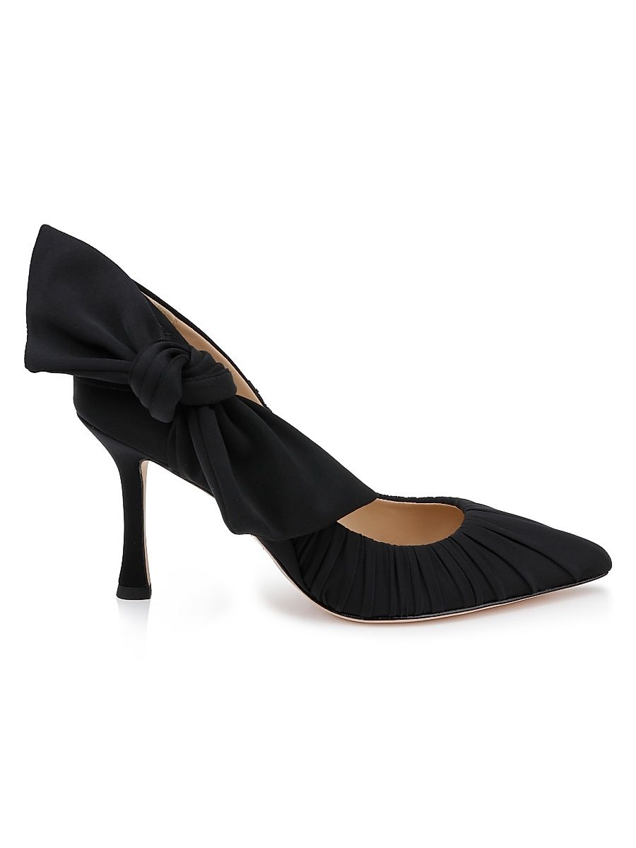 Women's Vanesa 85MM Pleated Satin Pumps - Black Fabric - Size 11