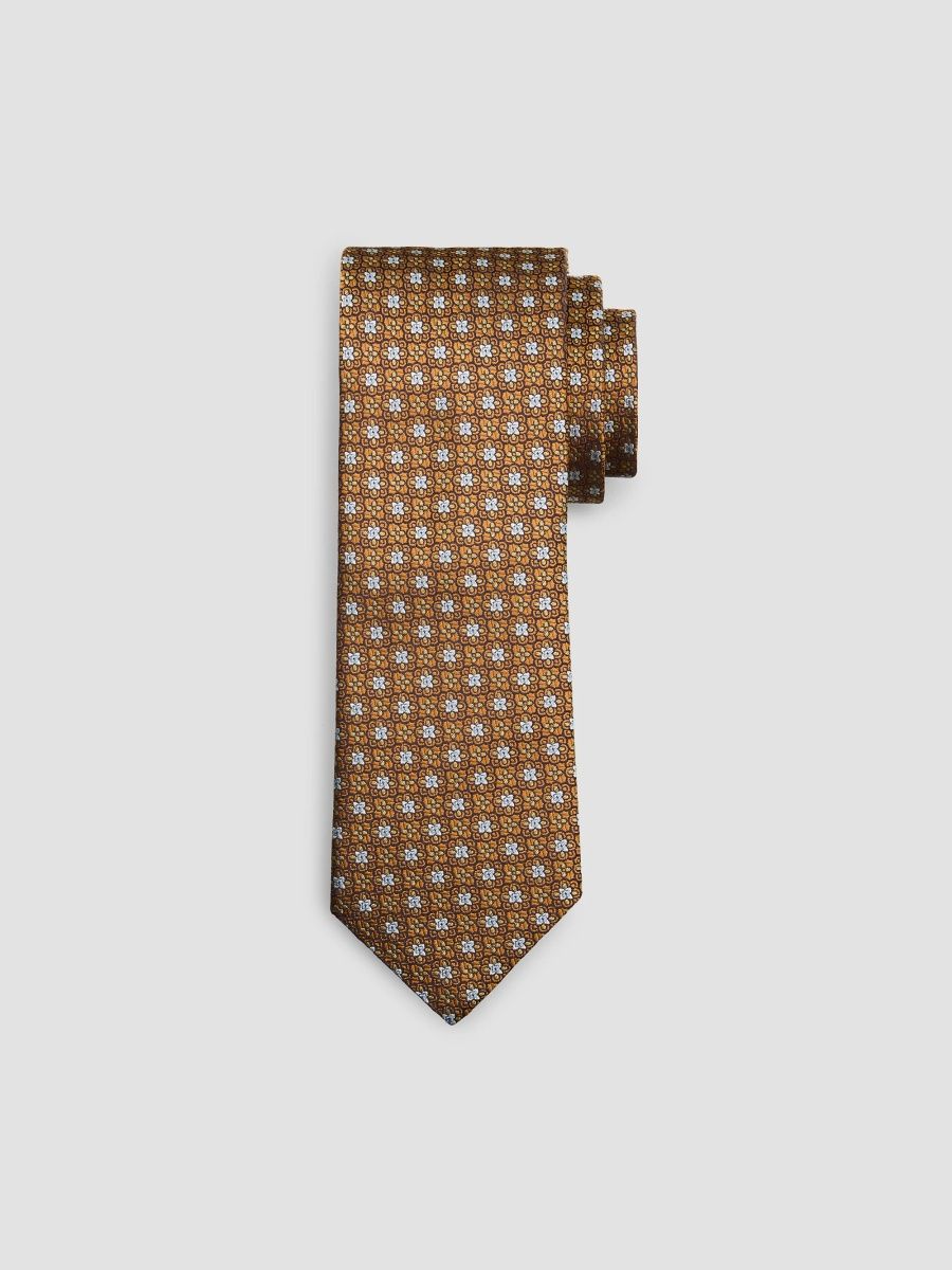 Canali Men's Flower Medallion Silk Tie - Gold
