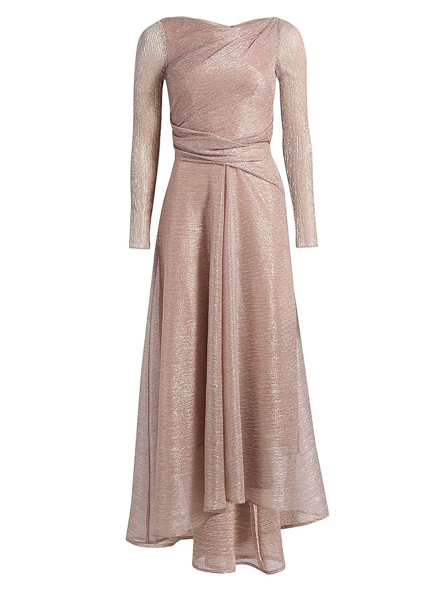 Women's Metallic Voile Boatneck Gown - Blush - Size 16